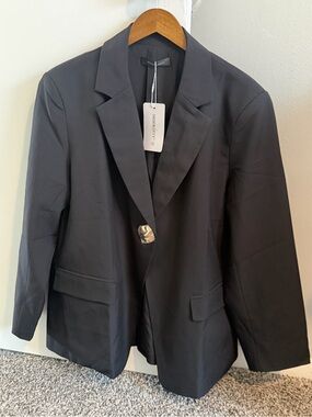 Classic Black Single-Button Blazer Jackets Unisex